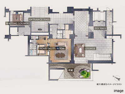 地下1階部分イメージイラスト｜ザ・パークハウス高輪松ヶ丘